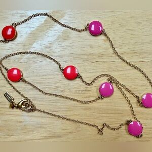 Kate Spade Pink & Orange Circle Reversible Gold Tone Necklace